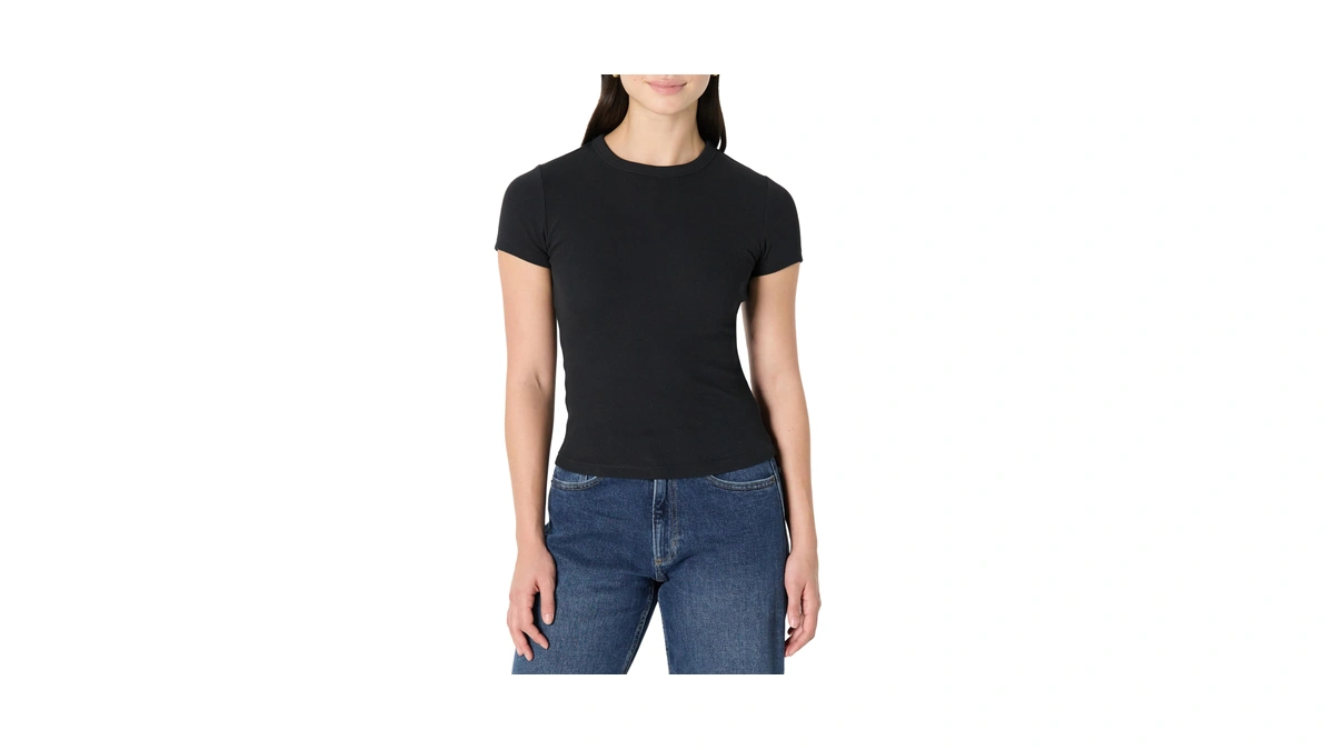 Amazon Essentials Women's Slim-fit Stretch Rib Short Cap Sleeve Crew
