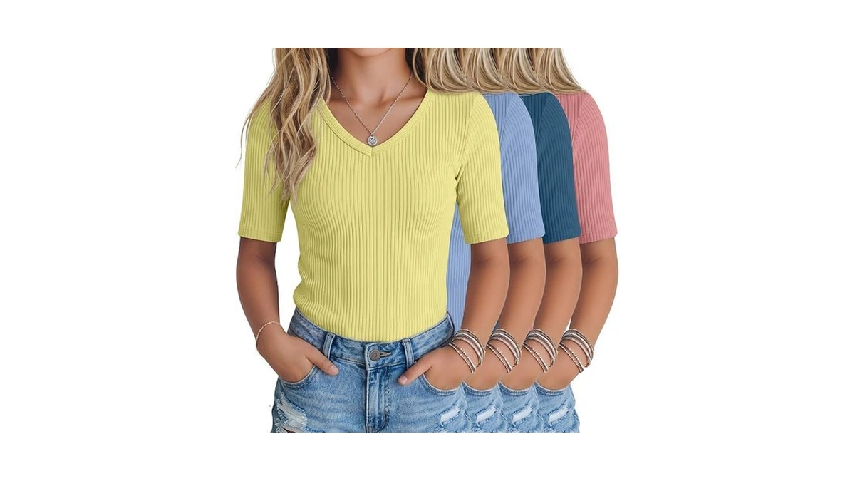 Lessonzoo 4 Pack Teen Girls T Shirts Kids Summer V