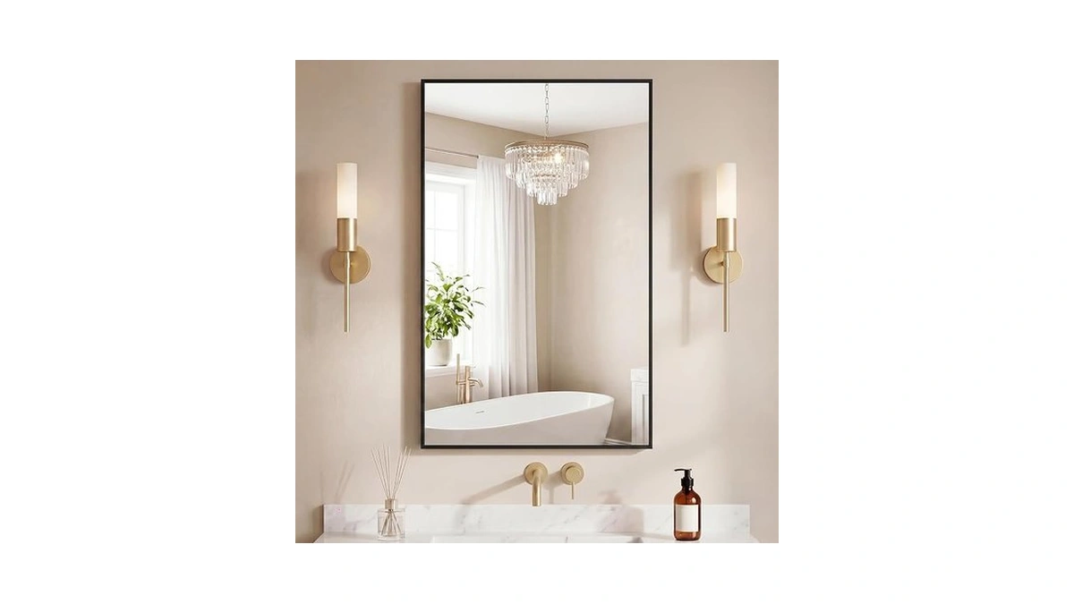 Newbulig 24x40 Wall Mirror, Bathroom Mirrors For Over Sink, Black|matte