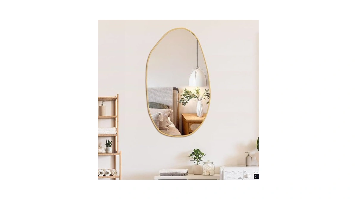 Bominica Irregular Wall Mirror Asymmetrical Mirror, Decorative Wall Mirror Golden