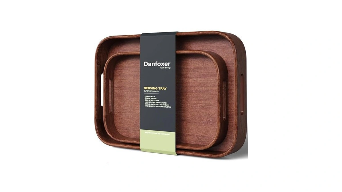 Danfoxer Bamboo Set Of 2 Serving Tray With Rounded Corners