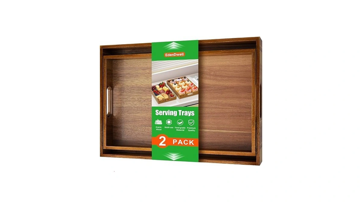 Edendwell Acacia Serving Trays - 2 Pack, Acacia Wood Serving