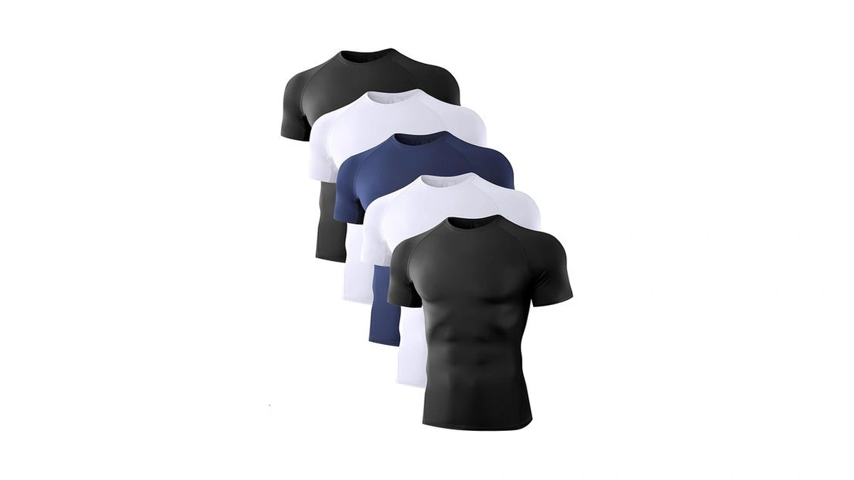 Dalavch 5 Pack Men’s Compression Shirts Short Sleeve Cool Dry