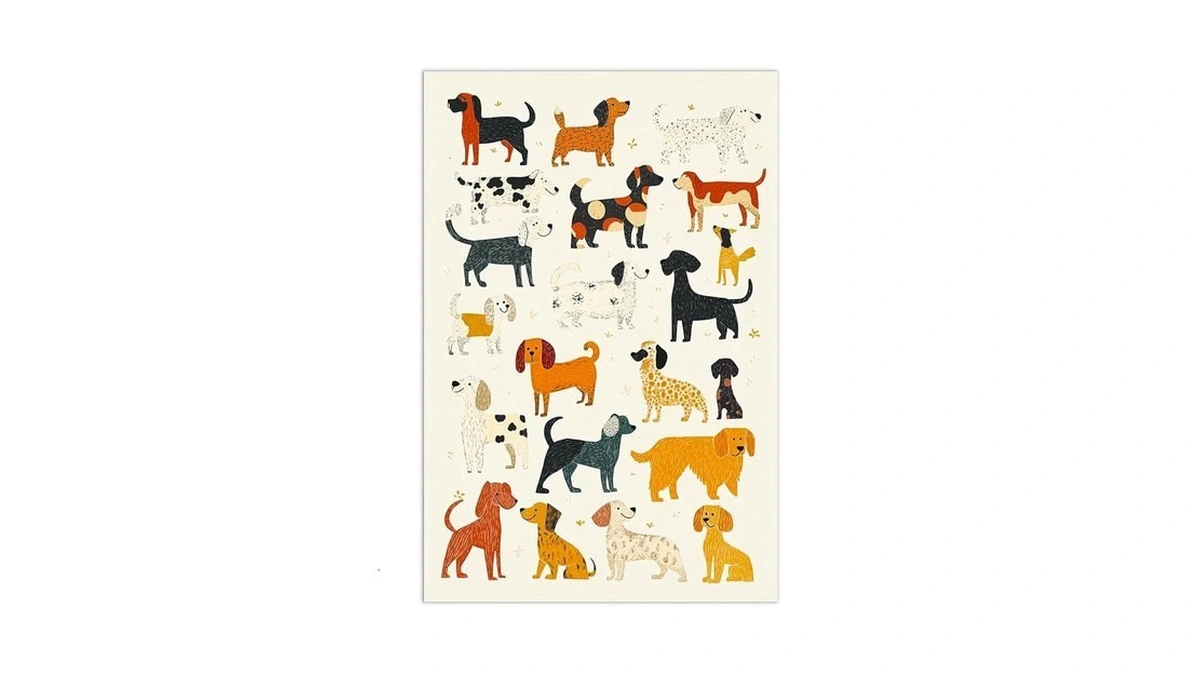 Colorful Dogs Canvas Wall Art Funny Dog Cute Animal Painting