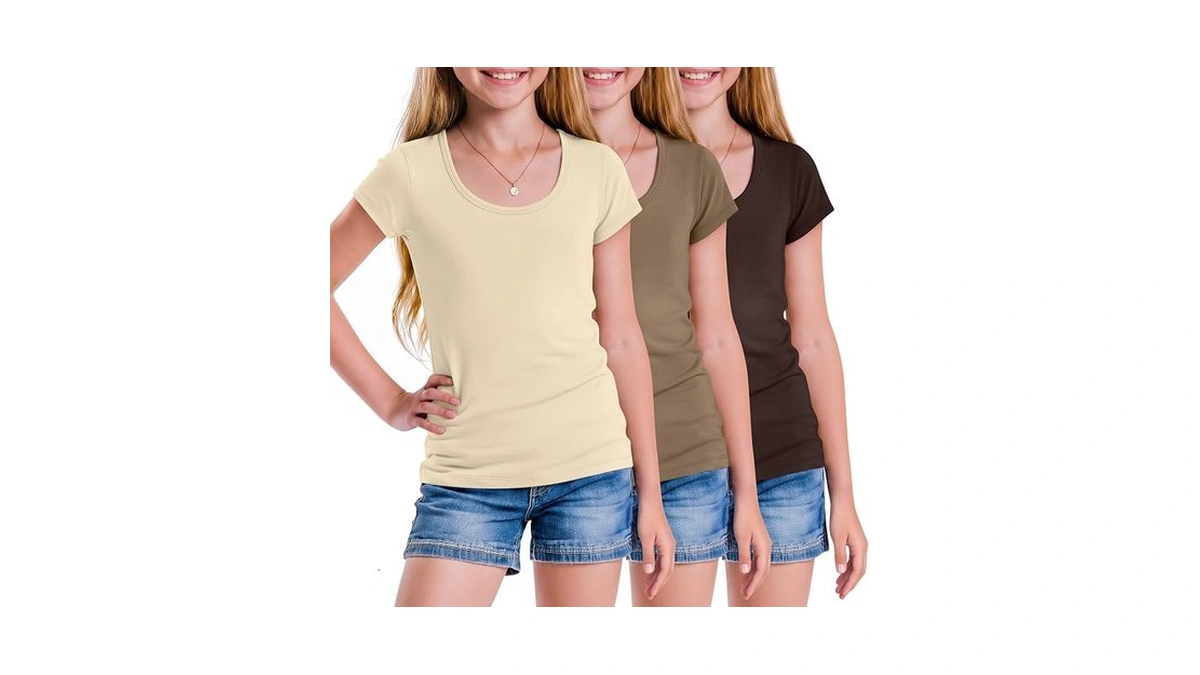 Yooaurvox 3 Pack Girls Shirts Tween Summer Basic Short Sleeve
