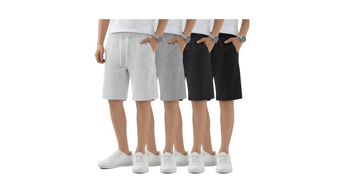 Lessonzoo 4 Pack Boys Athletic Shorts Teen Casual Summer Drawstring