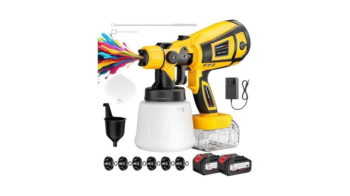 Paint Sprayer, High-efficiency Electric Spray Paint Gun With 2x4.0ah Batteries,