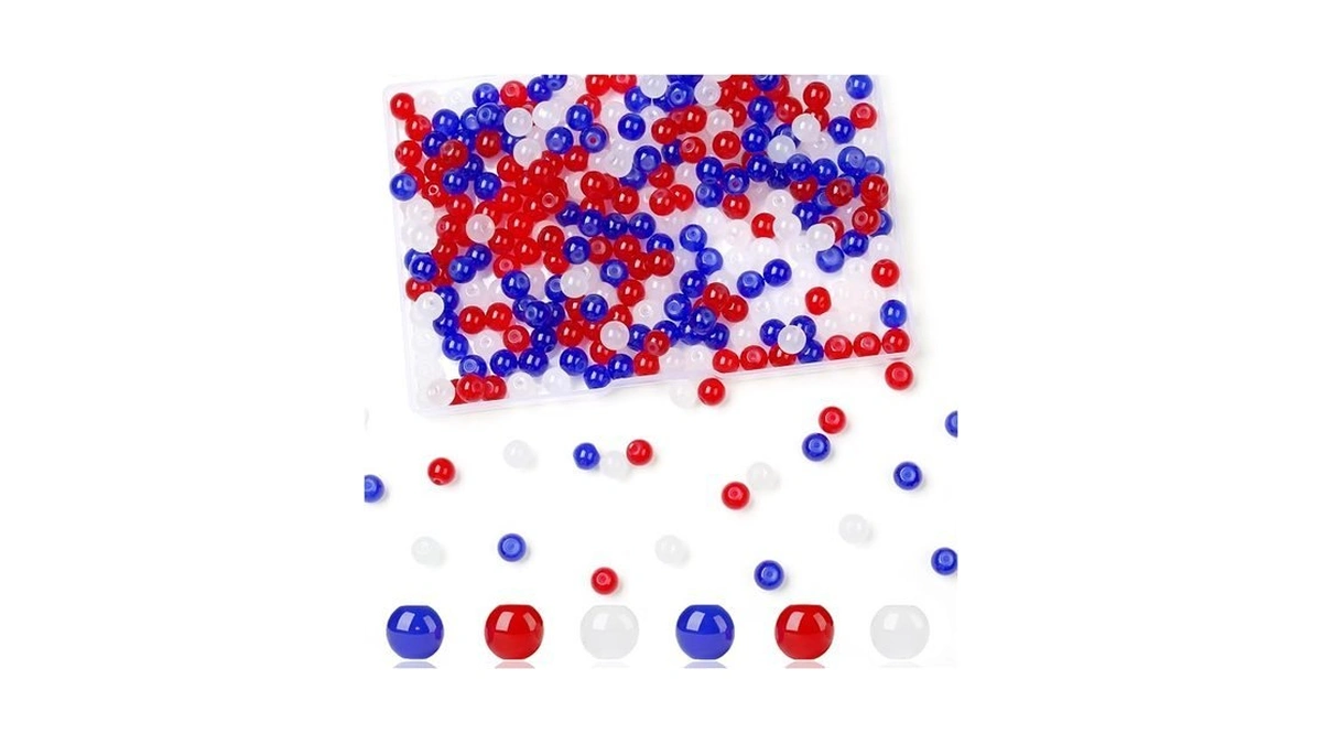 Nukayai 300pcs Red White And Blue Glass Beads,4th Of July
