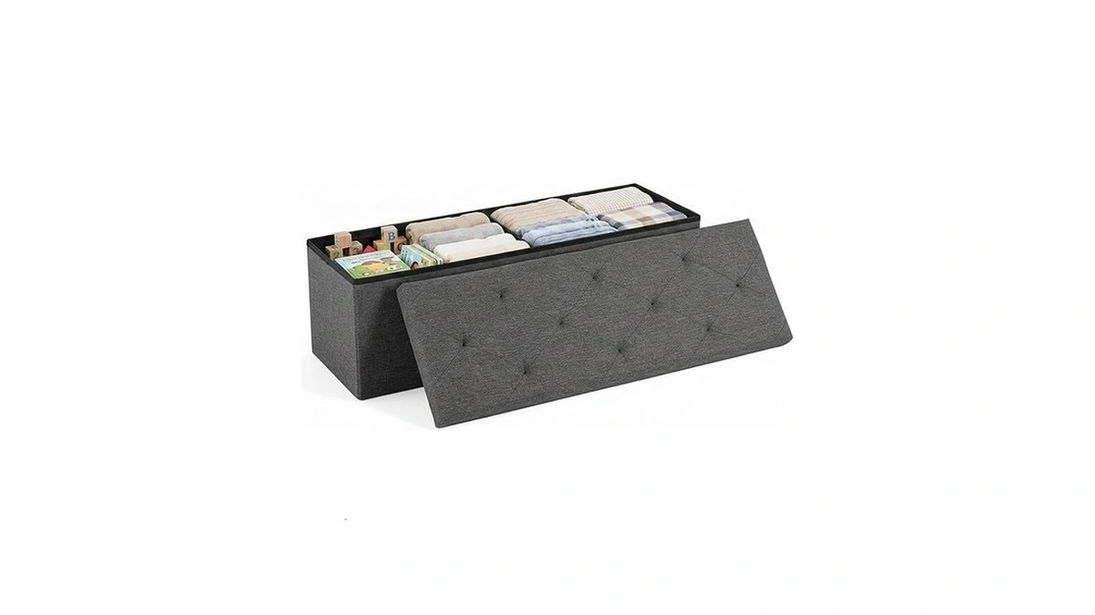Dumos 43 Inch Folding Storage Ottoman Bench, Large Hidden Storage