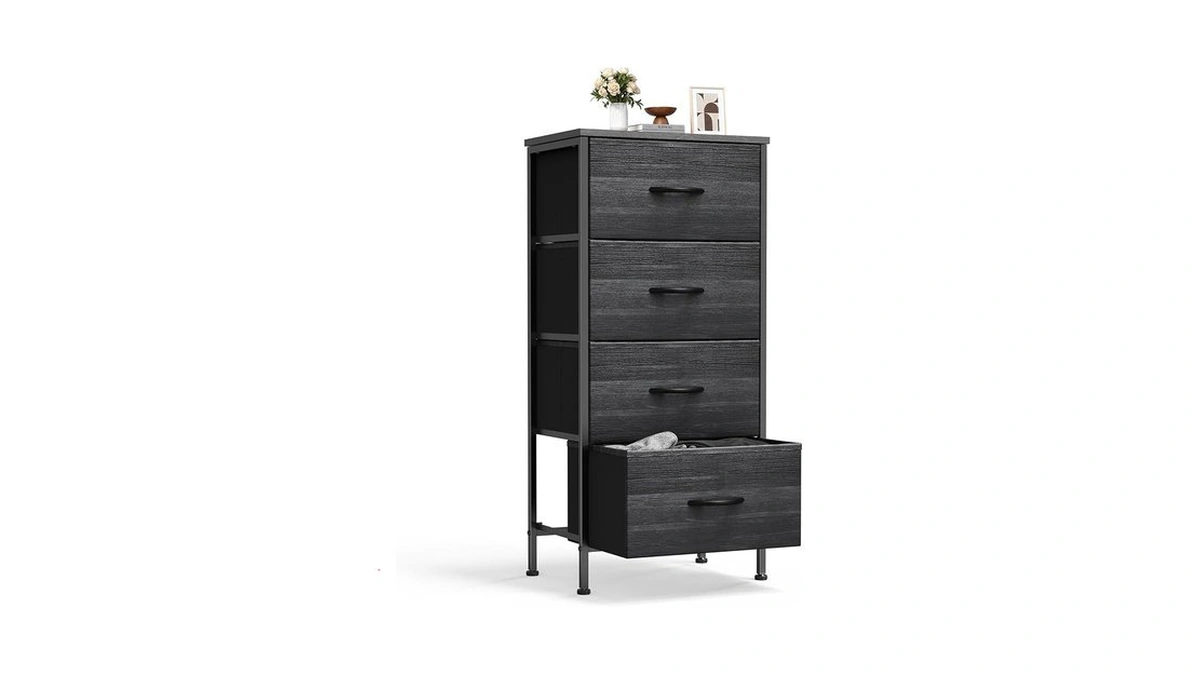 Sweetcrispy 4 Drawer Fabric Dresser Storage Tower Nightstand Chest