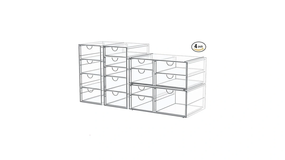 Caktraie Makeup Organizer Storage With 16 Drawers, 4 Pcs Desktop