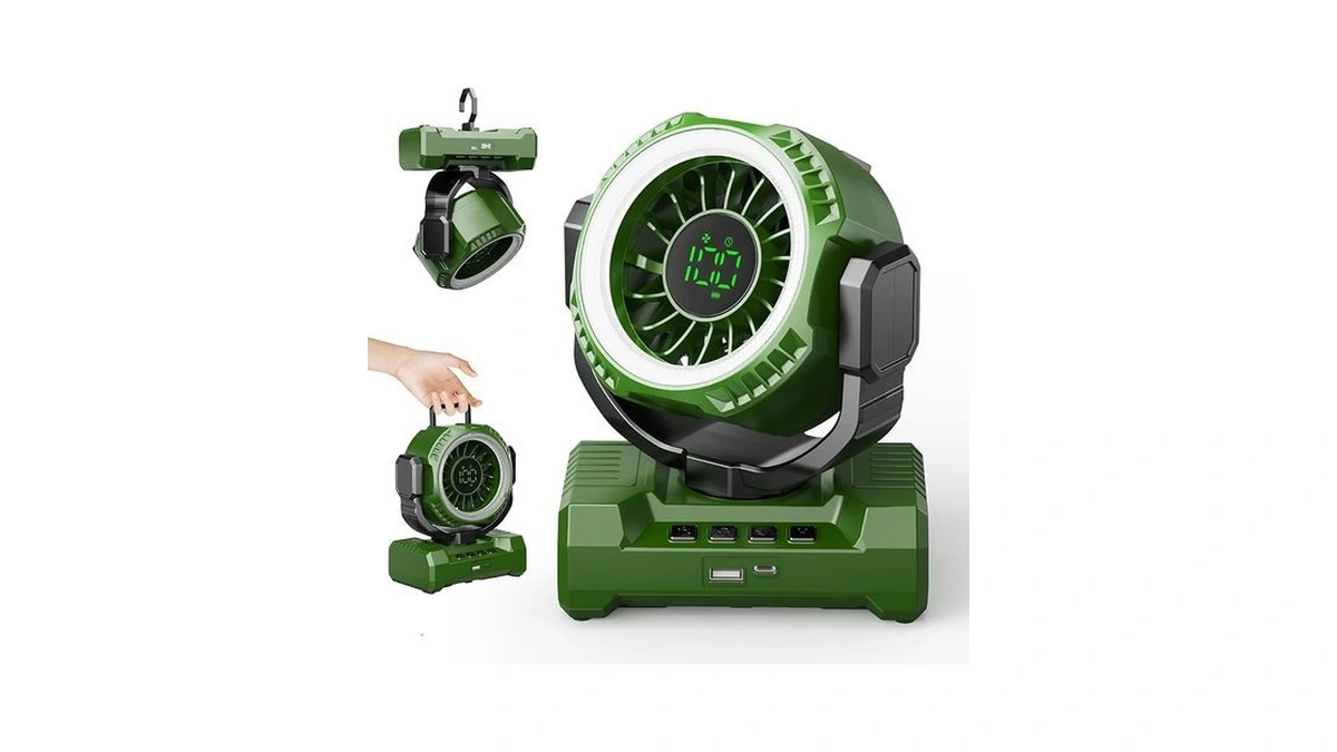 Portable Rechargeable Camping Fan, 20000mah Battery Operated Fan With Led