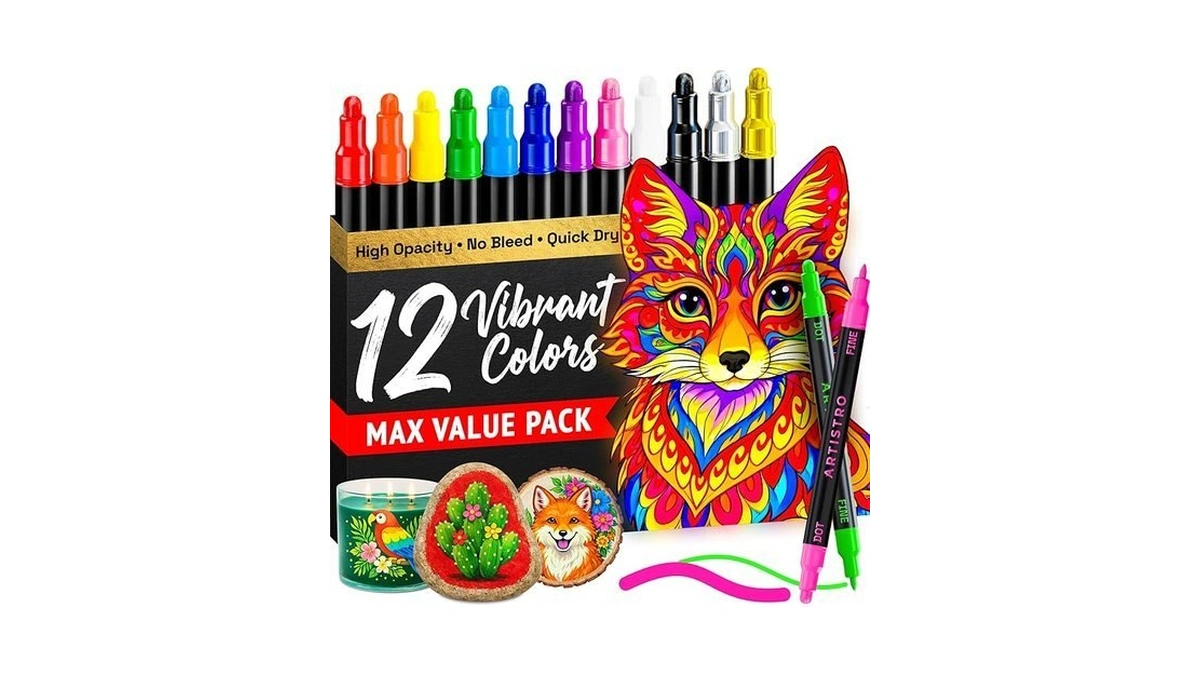 Artistro 12 Precision Dual-tip Acrylic Paint Markers – Paint Pens