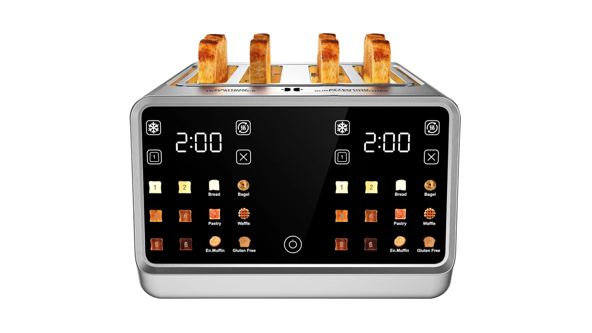 4 Slice Toaster With Dual Touchscreen, 1800w Stainless Steel Dual