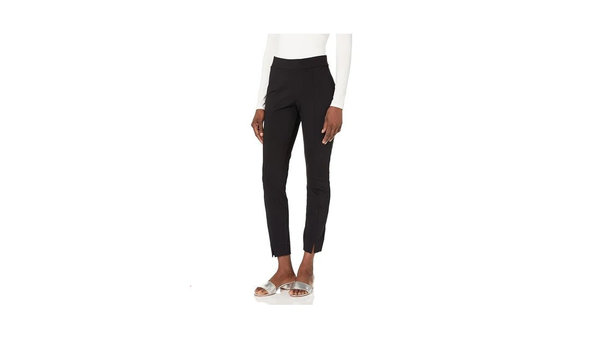 Nydj Women's Basic Ponte Legging With Front Slit Pants, Black,