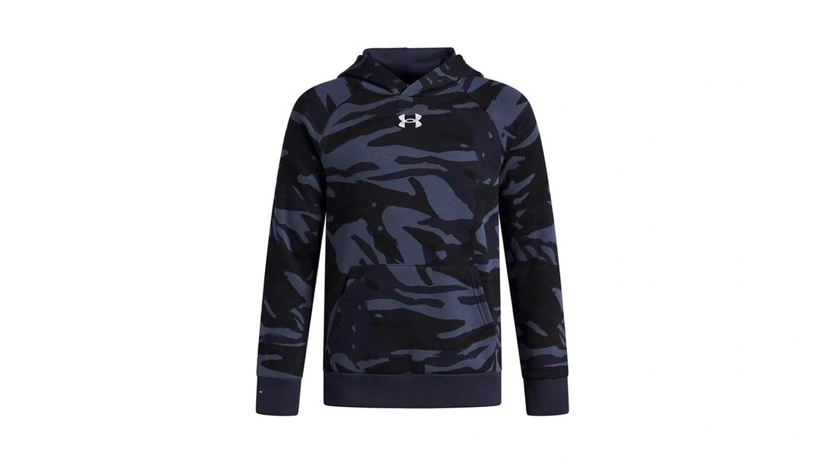Under Armour Boys' Rival Fleece Printed Hoodie, (403) Washed Navy