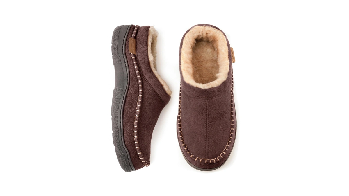 Zigzagger Men's Slip On Moccasin Slippers, Indoor/outdoor Warm Fuzzy Comfy