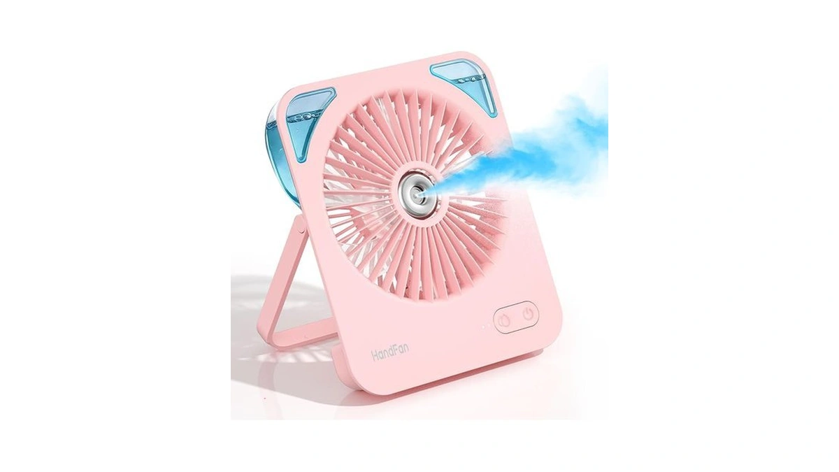 Handfan 4000mah Portable Desk Misting Fan, 180° Foldable Travel Fan