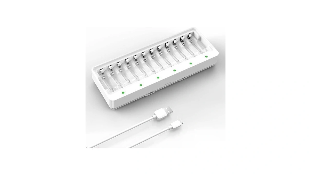 Dlyfull 12 Bay Aa Aaa Battery Charger, Usb And Type-c