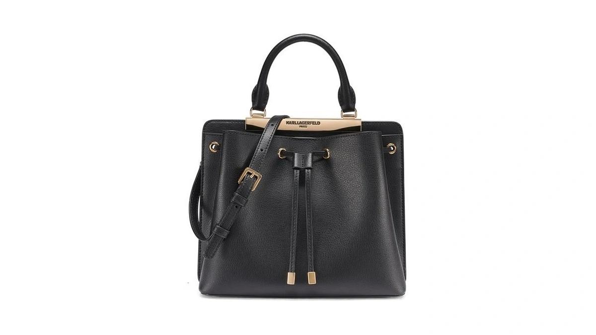 Karl Lagerfeld Paris Women's Evelina Bucket Bag, Black/gold, One Size