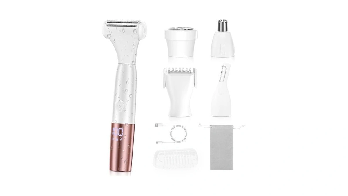 5-in-1 Bikini Trimmer Electric Razors For Women, Cordless Electric Shaver