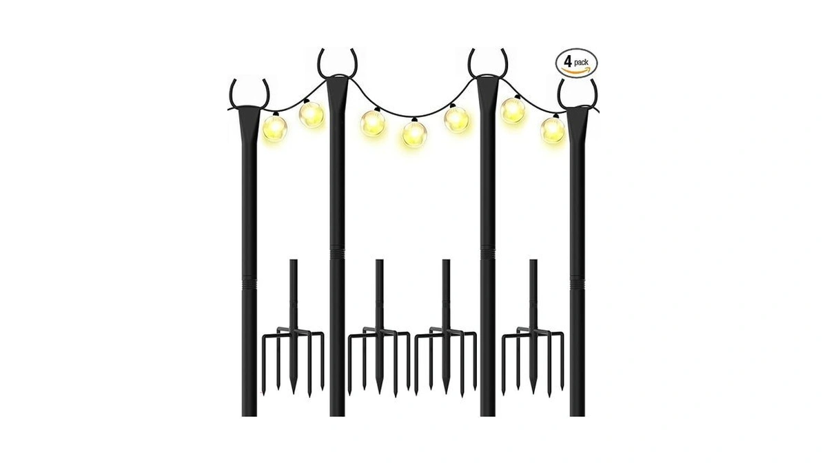 Wevalor String Light Poles For Outside, 10ft Outdoor Poles For