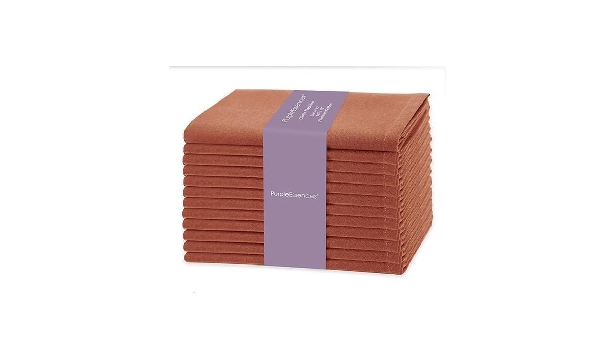 Purpleessences Rust Set Of 12 Cloth Dinner Napkins 100% Cotton