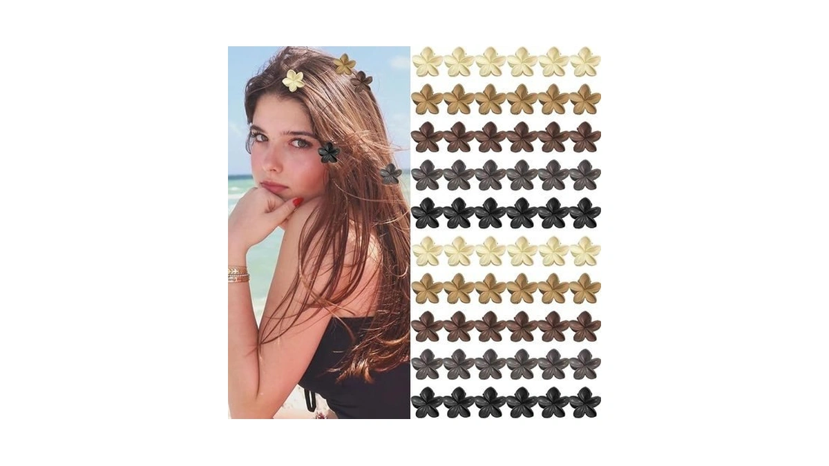 Mini Hawaiian Flower Hair Clips,60pcs 0.98" Floral Cute Hair Claw