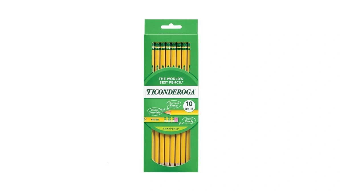 Ticonderoga Wood-cased Pencils, Pre-sharpened, 2 Hb Soft, Yellow, 10 Count
