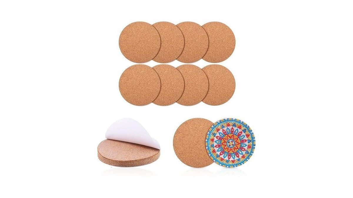 Bsresin 8 Pack Cork Coasters For Diamond Art Backing, 3.7