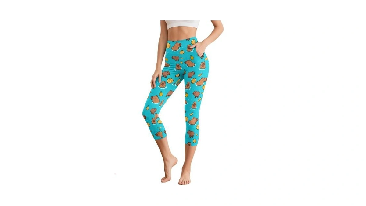 Xhuibop Capybara Printed Capri Workout Leggings For Women High Waist