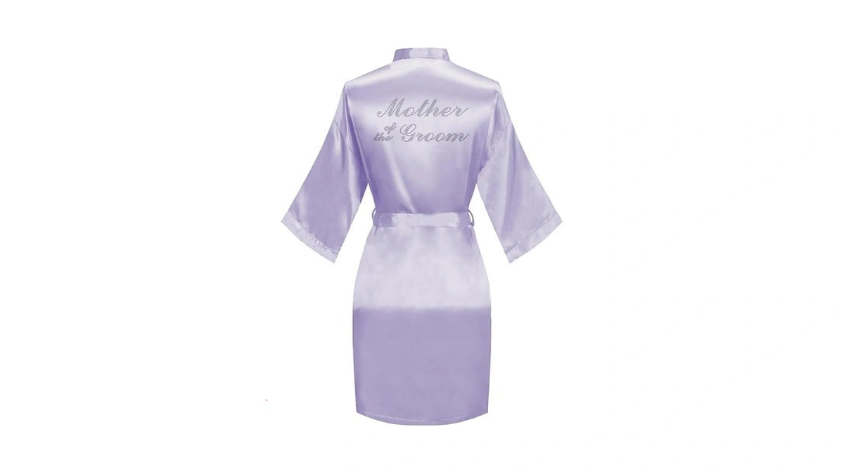 Asidemond Women's Bride Bridesmaid Robes Short Satin One Size Silver