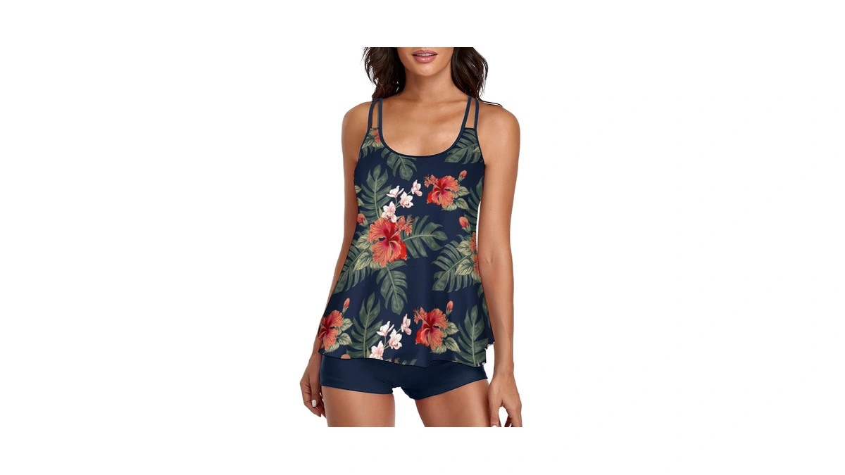 Stylish Swim Suits For Women Slimming Tankini Set Adjustable Straps