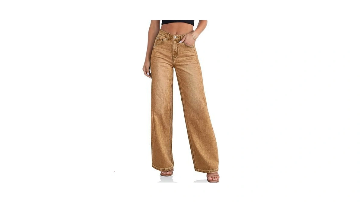 Cicy Bell Womens Wide Leg Jeans High Waisted Boyfriend Loose