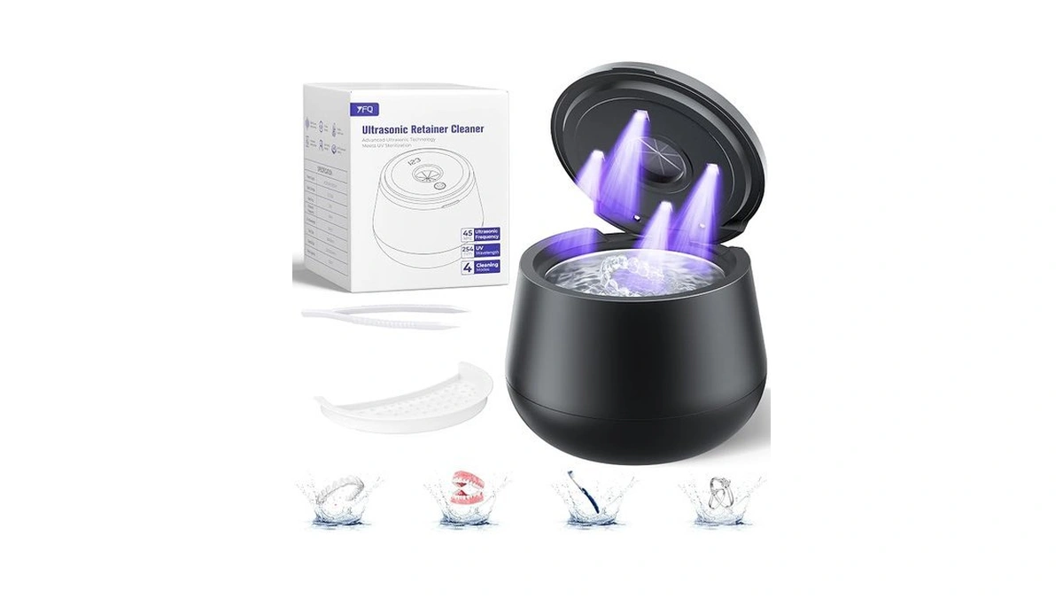 45khz Ultrasonic Retainer Cleaner, 200ml Dental Cleaning Pod For Dentures,