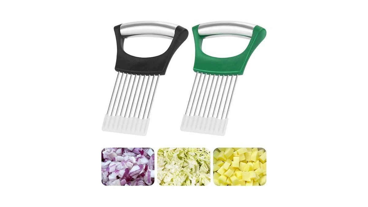 2pcs Stainless Steel Onion Slicer Holder, Onion Cutter Holder For