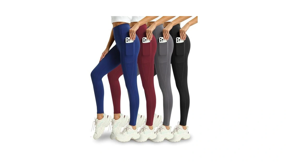 Mlenhor 4 Pack Leggings With Pockets For Women - High