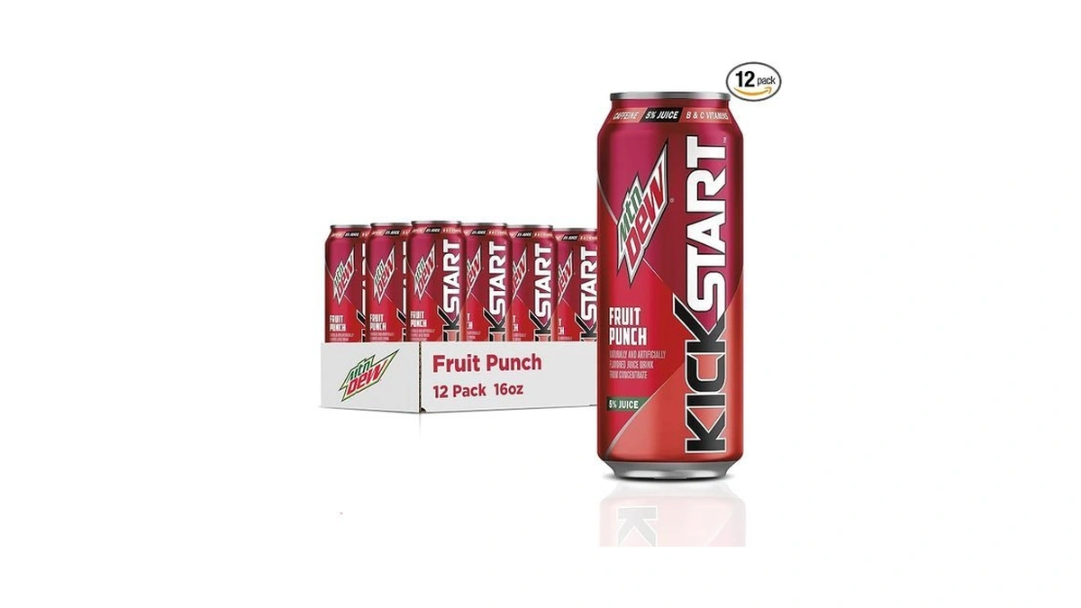 Mountain Dew Kickstart, Fruit Punch, 92mg Caffeine, Vitamins B &