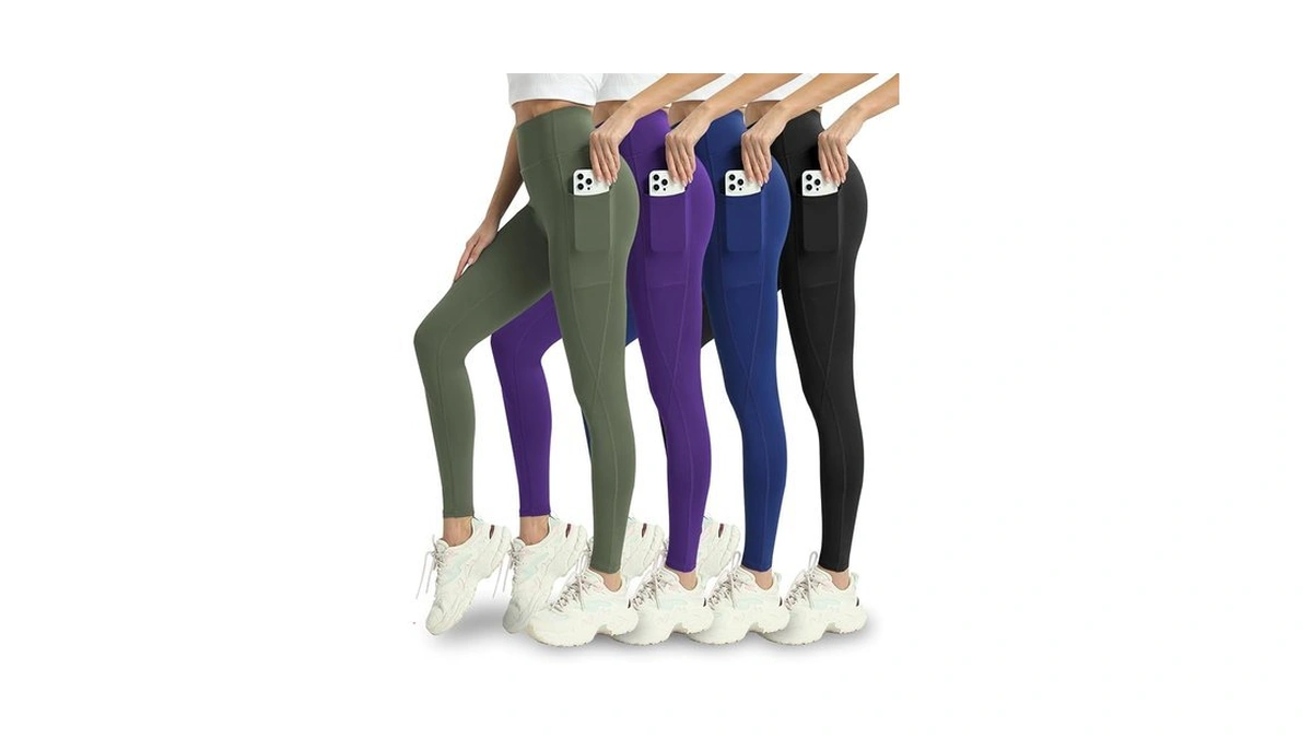 Mlenhor 4 Pack Leggings With Pockets For Women - High