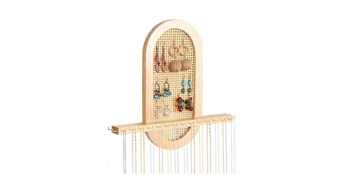 Milylove Wall Necklace Holder Hanging Jewelry Organizer Whit 18 Hooks
