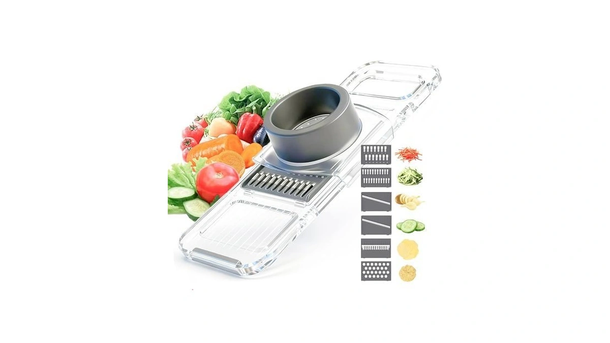Zkiron Mandoline Slicer For Kitchen, 6-in-1 Multifunctional Handheld Vegetable Cutter