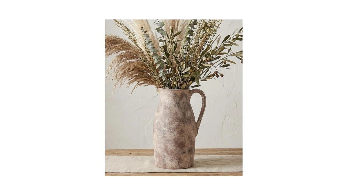 Ceramic Flower Vase With Handles,11" Neutral Tall Clay Terracotta Vases