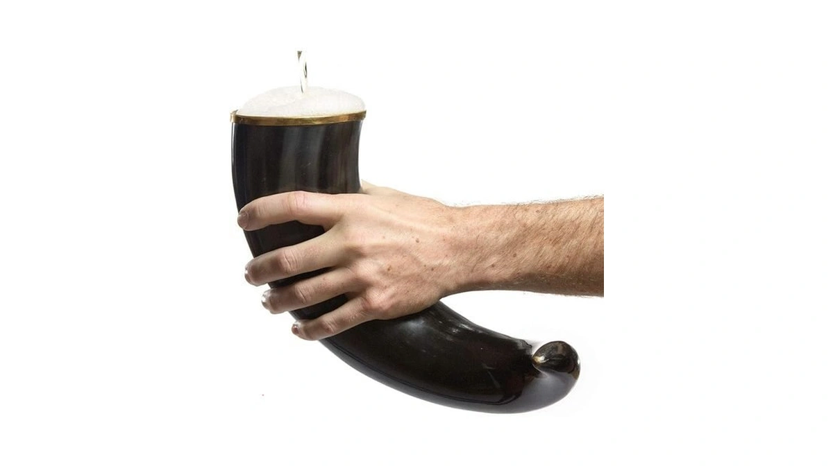 Alehorn Large Viking Drinking Horn Tankard – Handcrafted Ox Horn