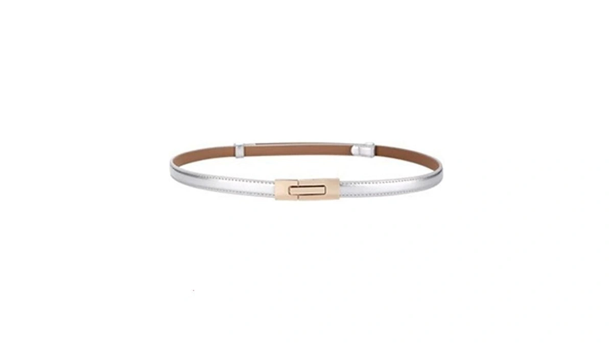 Earnda Women Skinny Waist Belt With Gold Buckle Adjustable Patent