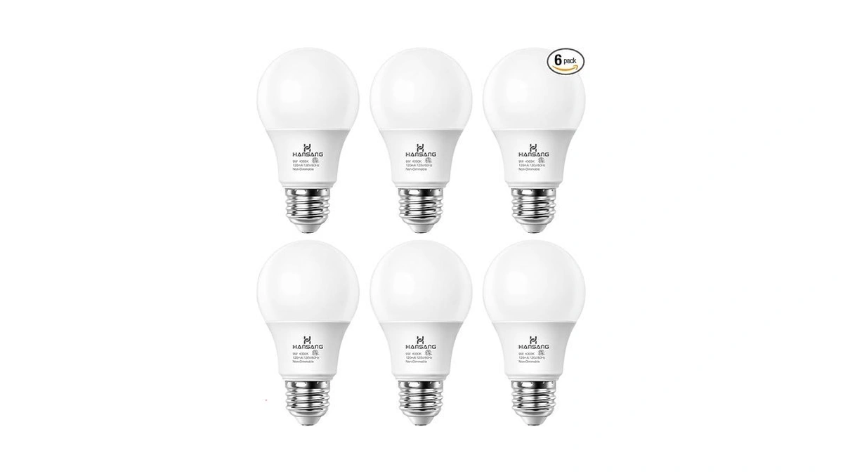Hansang A19 Led Light Bulbs, 60w Equivalent, 4000k Natural White