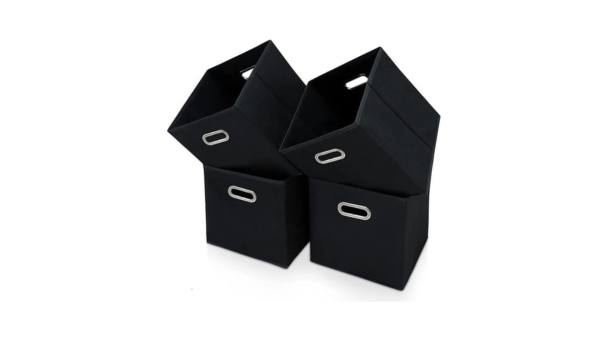 Sevendome Black Fabric Storage Bins Cube ,11x11x11 Fabric Cubby Organizer
