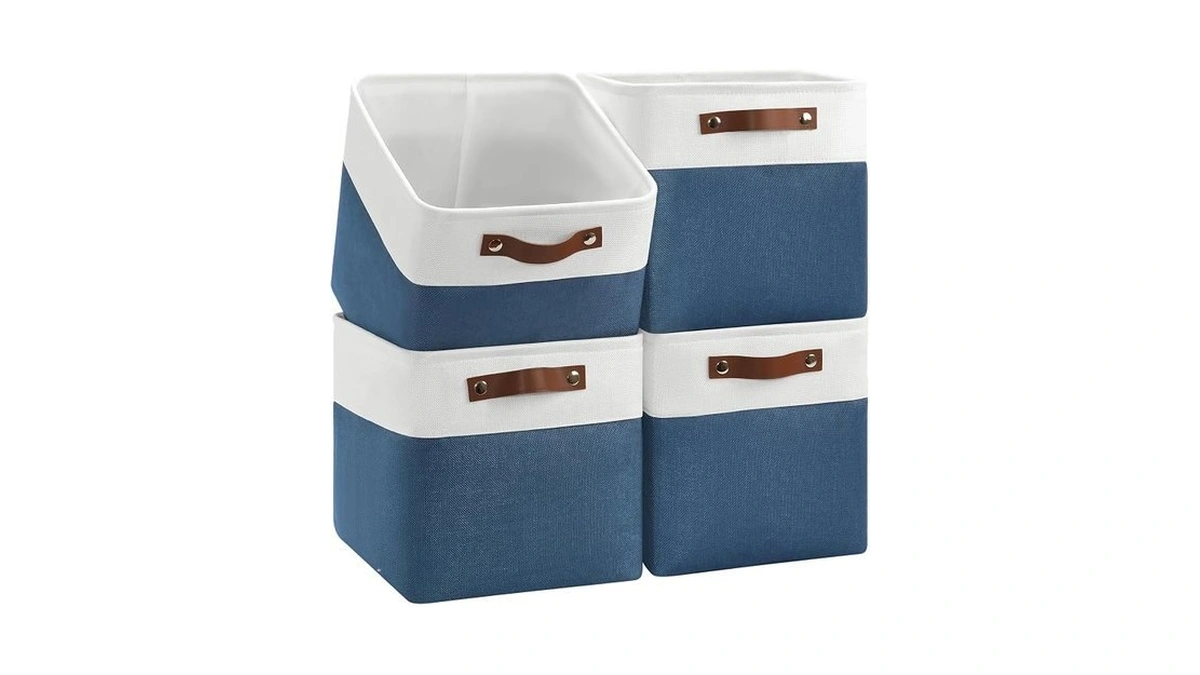Patvingot 4-pack Foldable Fabric Storage Cubes 11x11 Inch, Sturdy Cube