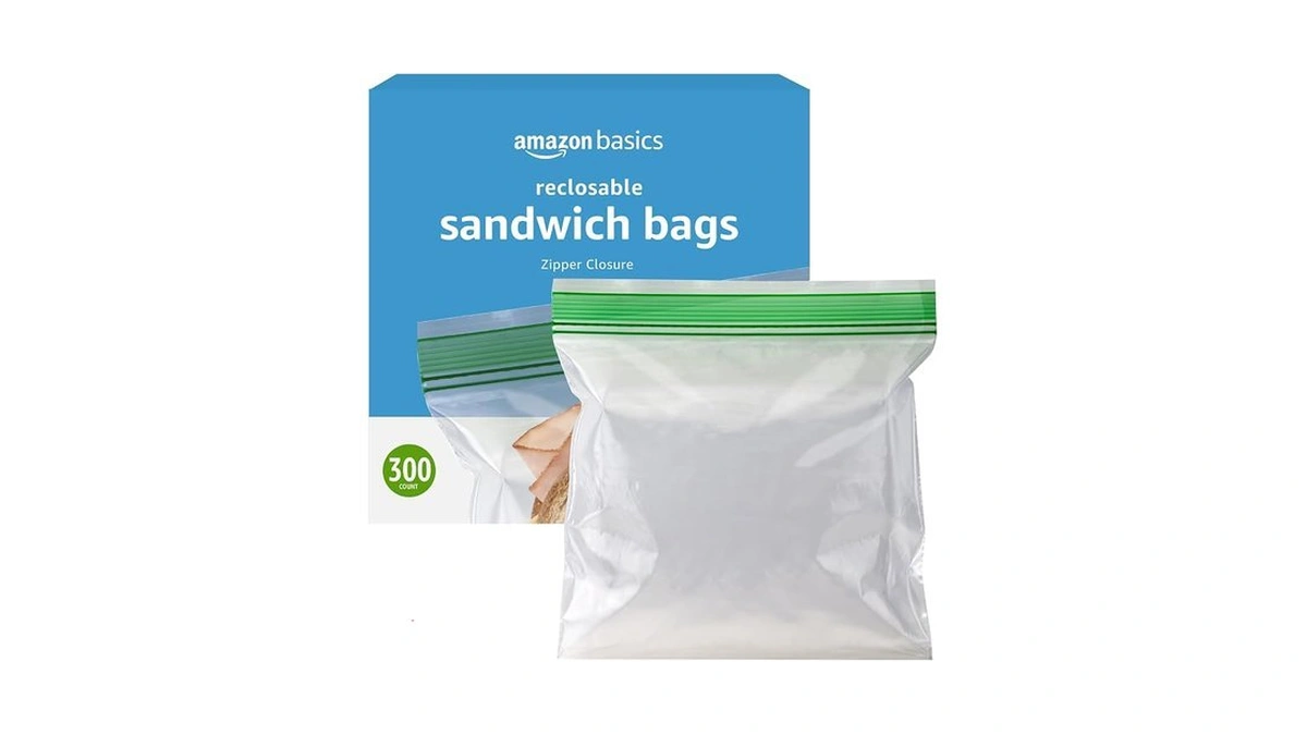 Amazon Basics Resealable Double Zipper Sandwich Storage Bags For Food