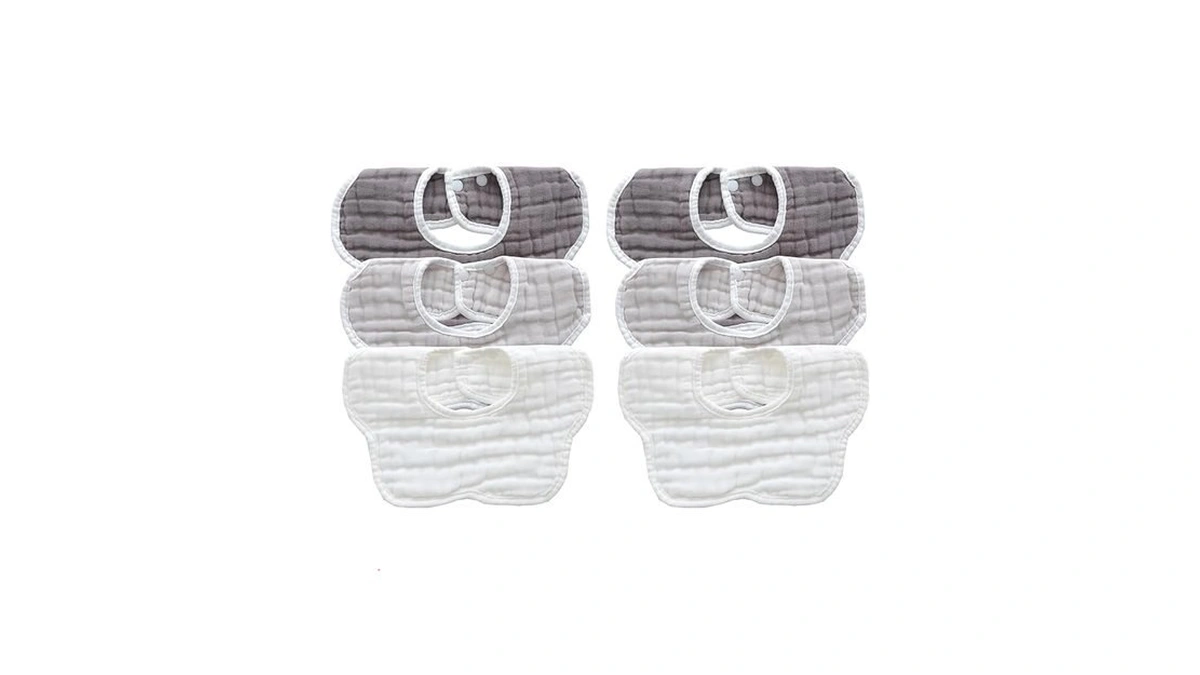 Mukin Baby Drooling Towel, Snap Bibs, Muslin Bibs, 6 Pack,