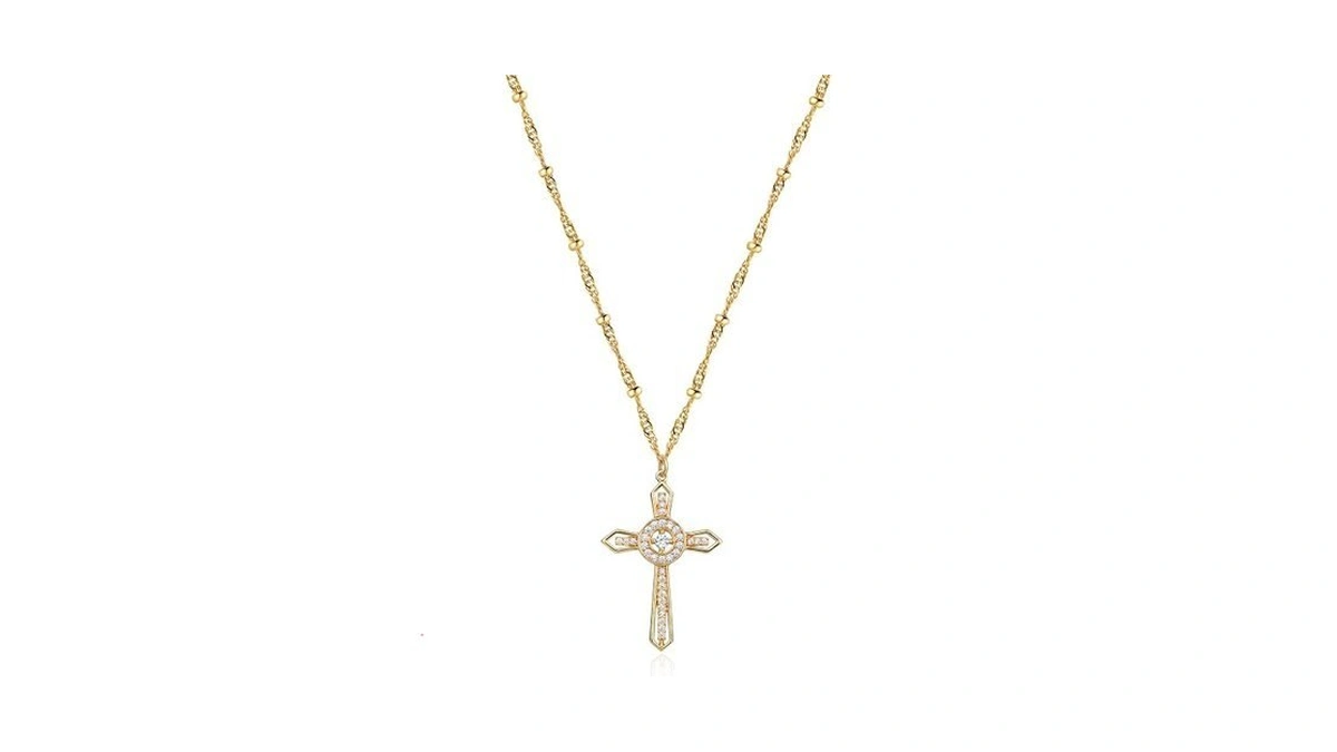 Mtmy Gold Cross Necklace 14k Gold Plated Dainty Gold Cross
